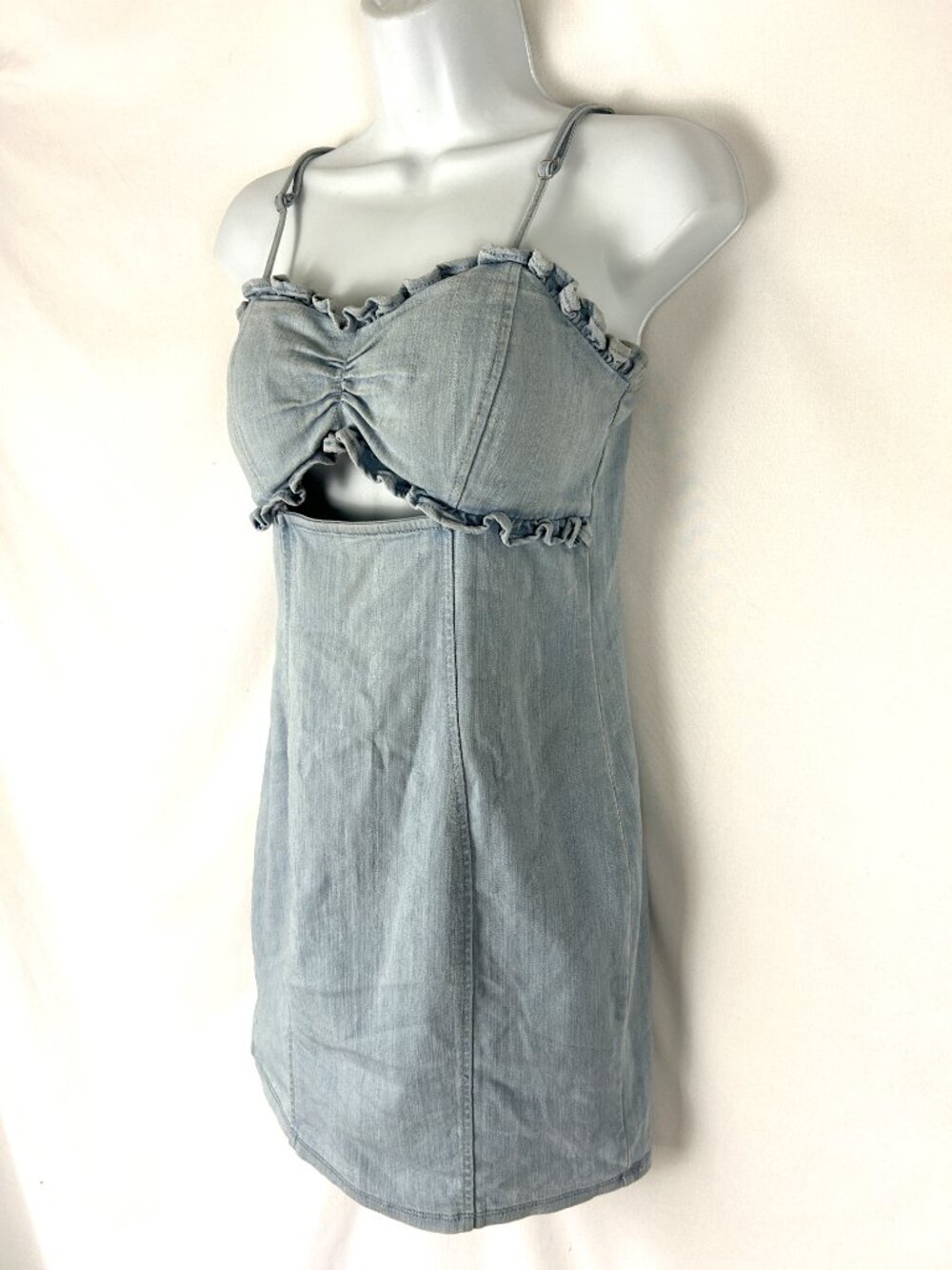 Story On Denim Peek a Boo Dress W Ruffles S